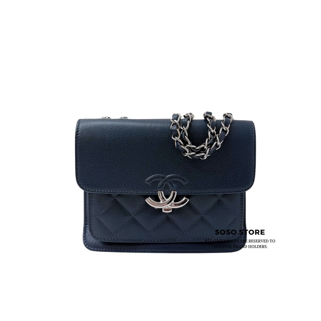 Chanel CC Box Flap Bag - Blue / SHW