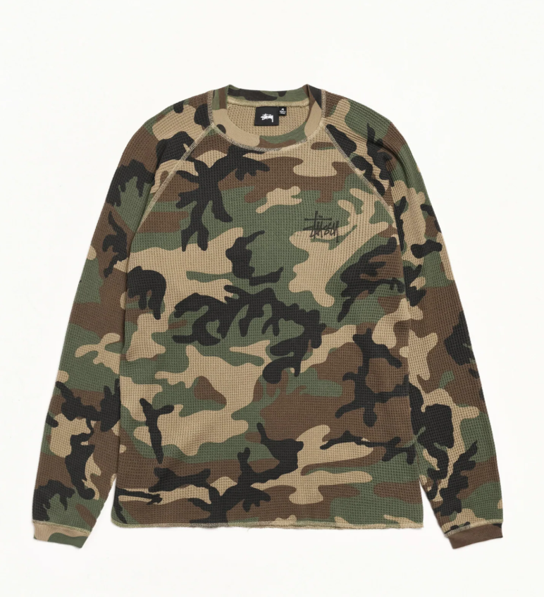 [Instock] STUSSY FW26 BASIC STUSSY THERMAL L/S | WOODLAND CAMO