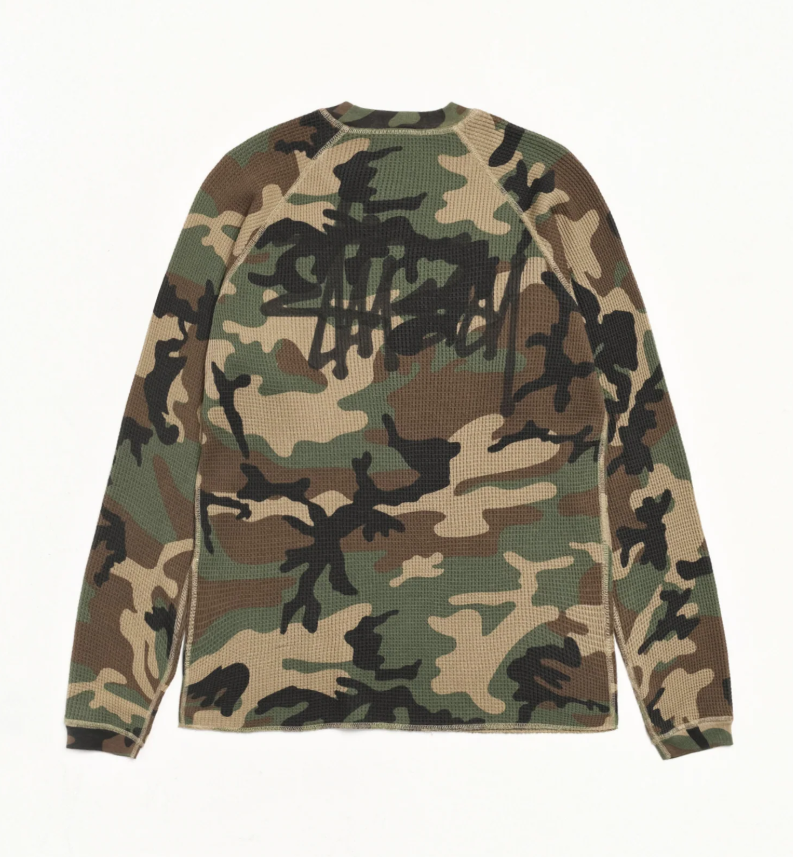 [Instock] STUSSY FW26 BASIC STUSSY THERMAL L/S | WOODLAND CAMO