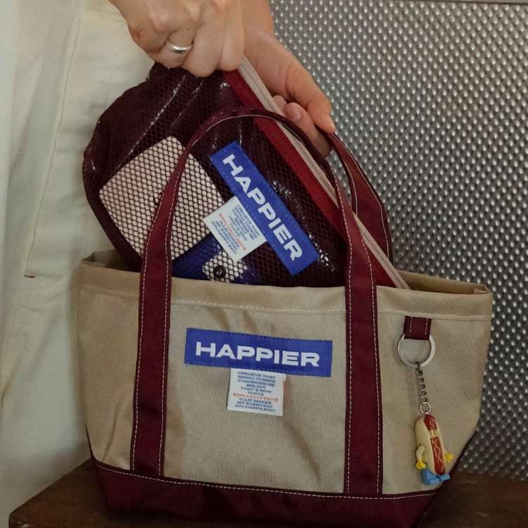 韓國 HAPPIER 多功能雙層收納袋 layer pouch 棗紅-M