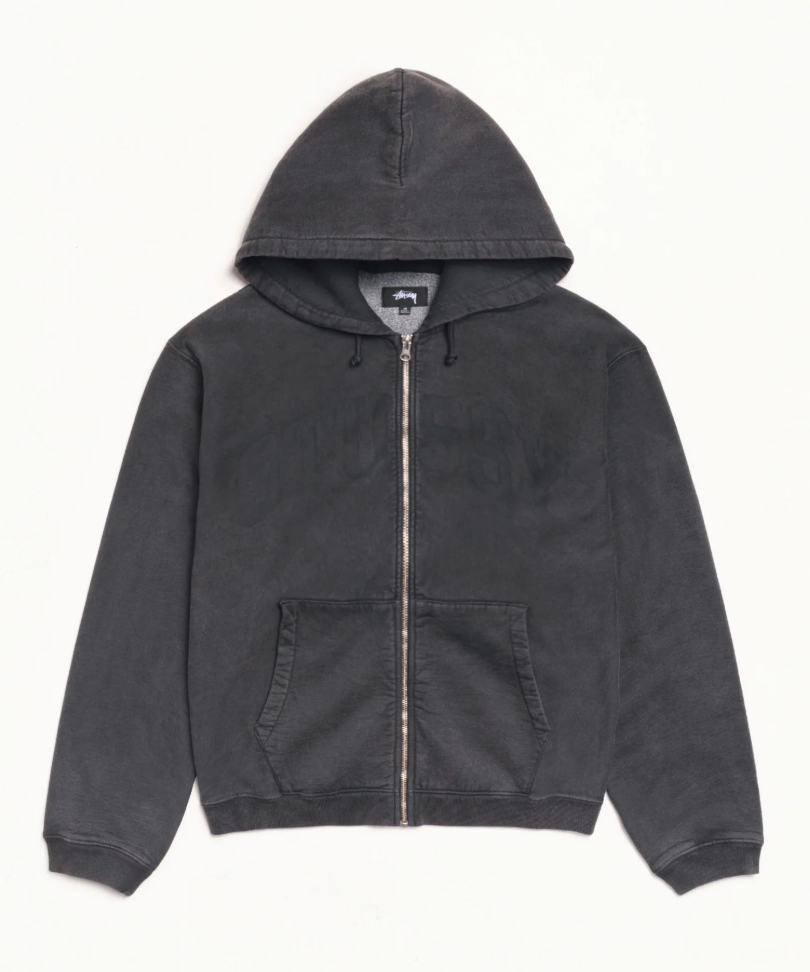 [Instock] STUSSY FW26 FADED GRAPHIC ZIP HOODIE| BLACK