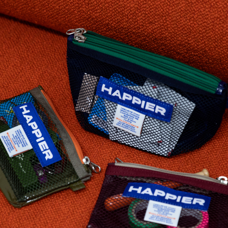 韓國 HAPPIER 多功能雙層收納袋 layer pouch 深藍-S
