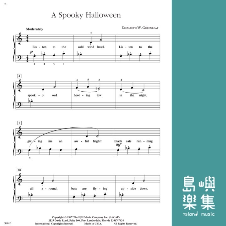 A Spooky Halloween: Elementary Piano Sheet
