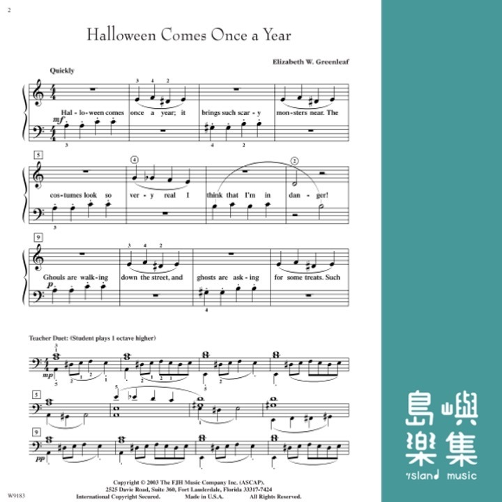 Halloween Comes Once a Year: Elementary Piano Sheet