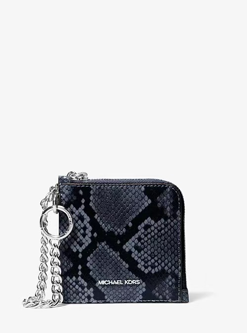 【預購】Michael Kors N100728 蛇紋拉鏈銀包