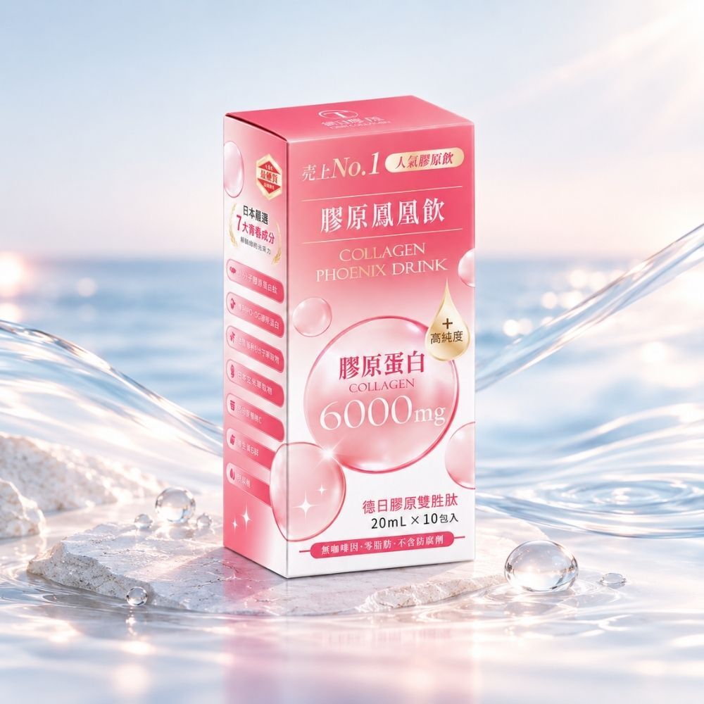 【日健佳】膠原鳳凰飲｜6000mg日德雙膠原蛋白｜日本鮭魚來源PDRN｜神經醯胺｜玻尿酸｜20mL×10包｜喝的PDRN｜膠原飲