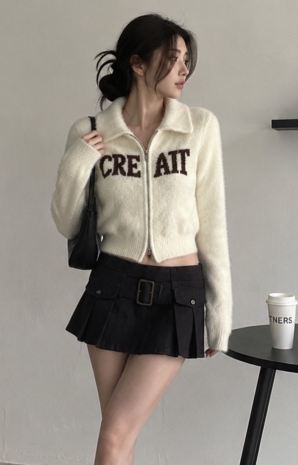 雙拉鍊CREAIE水貂毛上衣