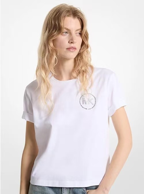 【預購】Michael Kors N100732 Embellished 女裝短袖上衣 (白色)