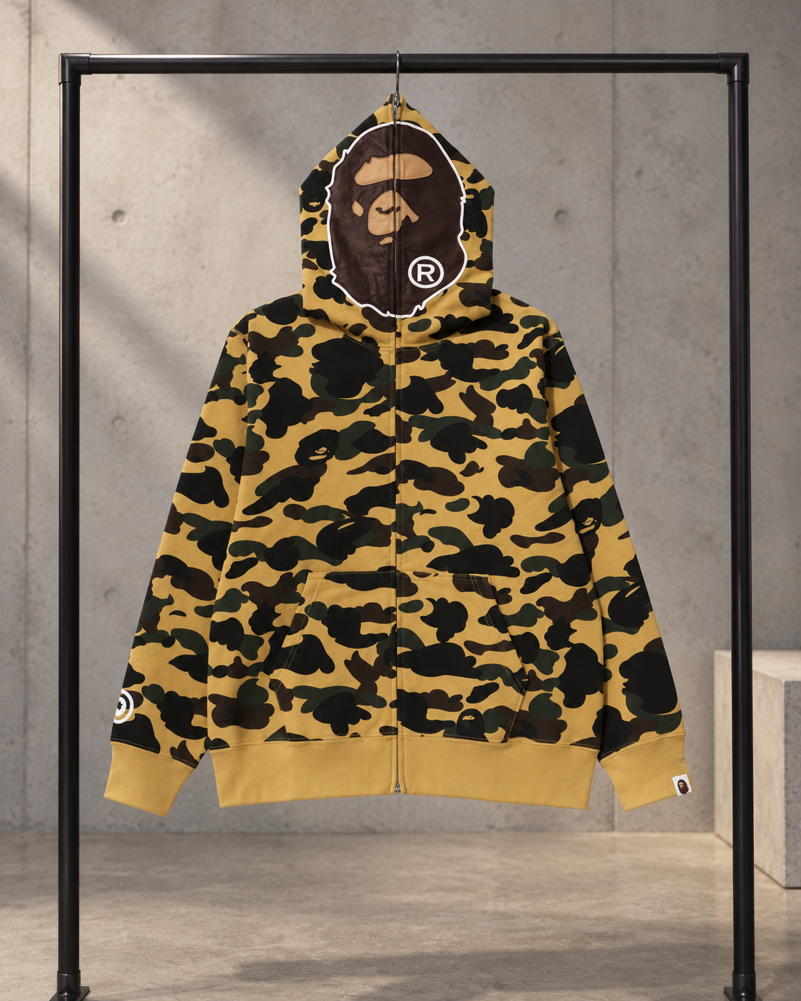 BAPE 1ST CAMO 2ND APE FULL ZIP HOODIE 猿人頭面罩 LOGO 迷彩 連帽外套