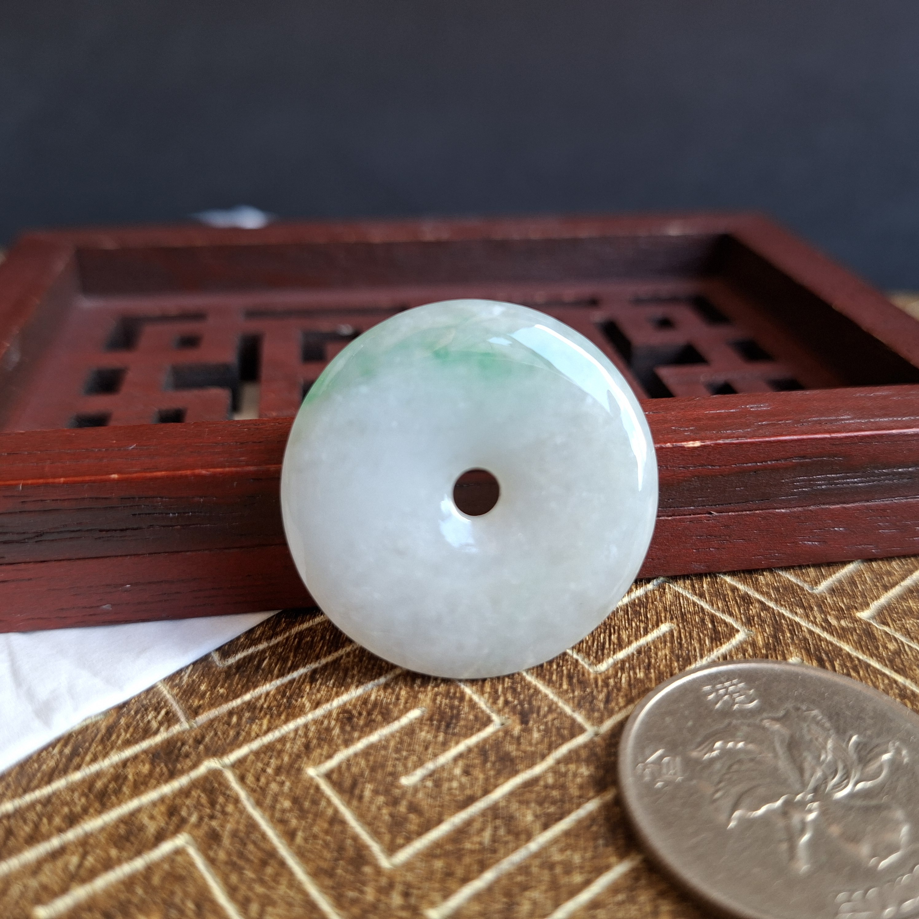 翡翠冰飄綠平安扣 (30mm直徑),天然翡翠A玉, 緬甸玉, Jade, Jadeite