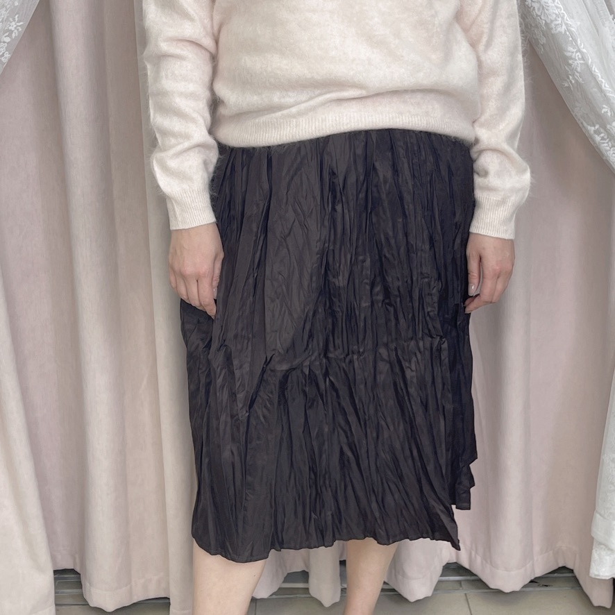 20261008 娜姐x老闆娘｜專櫃出口私藏隱奢衣櫥 ✨高級感柔軟垂墜中長款褶皺皮裙DARK BROWN（S/M/L）