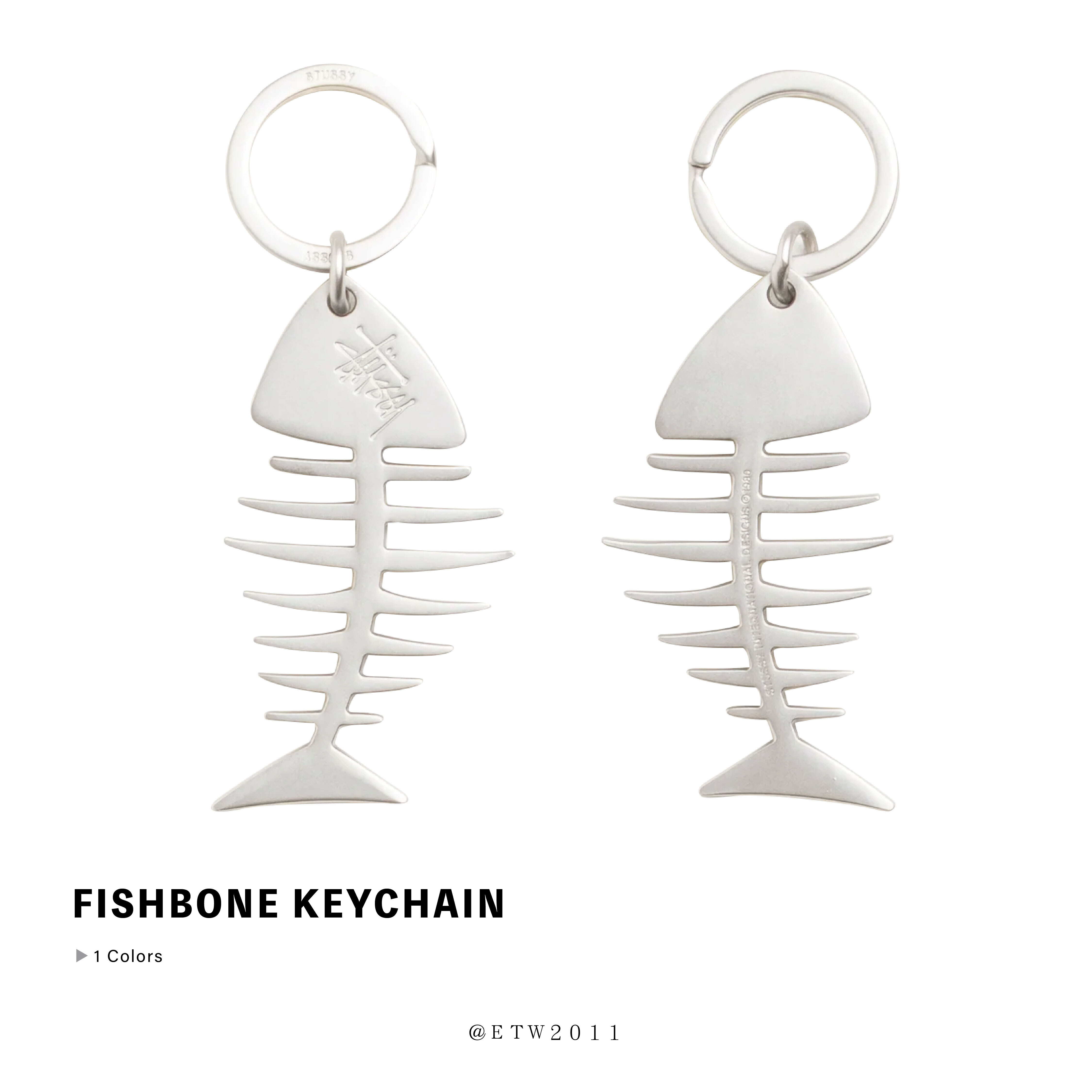 ☆ETW☆【EASY TO WEAR】STUSSY FISHBONE KEYCHAIN 魚骨 吊飾 鑰匙圈