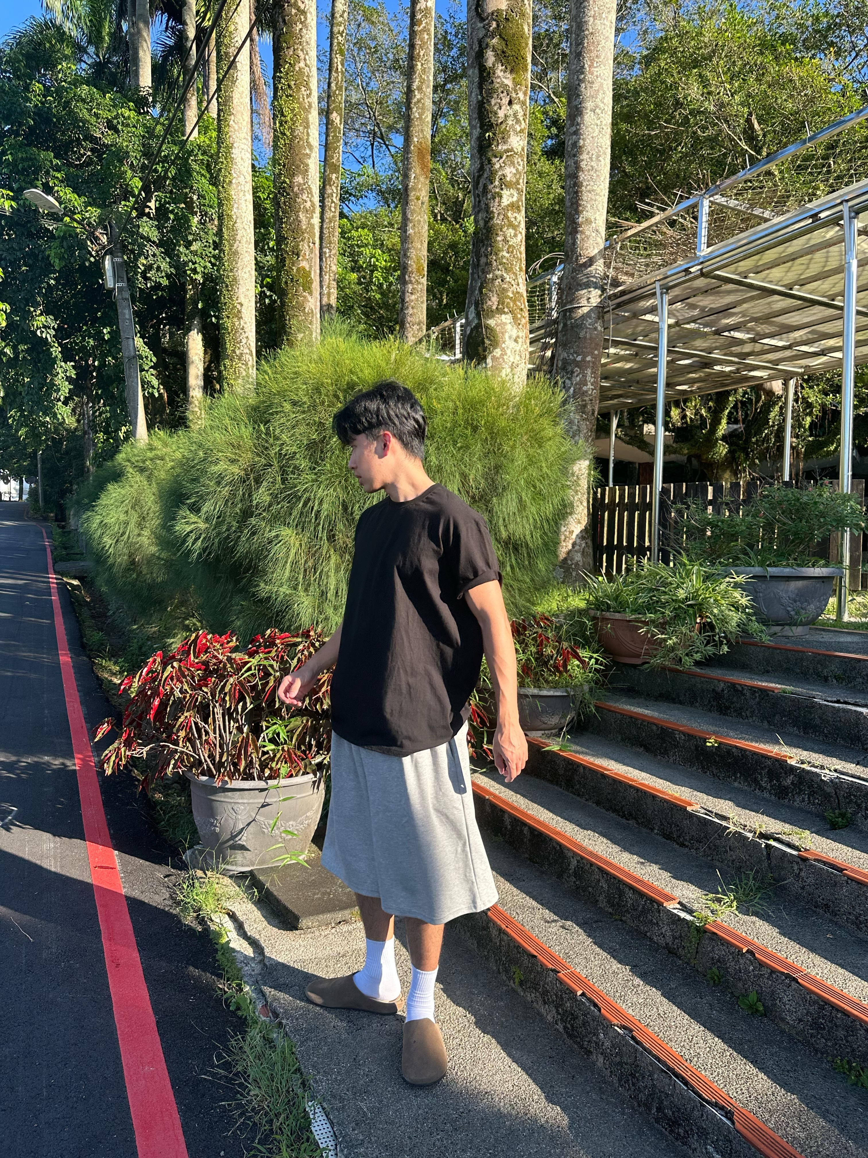 寬鬆打摺 老鷹 棉質舒適膝下褲