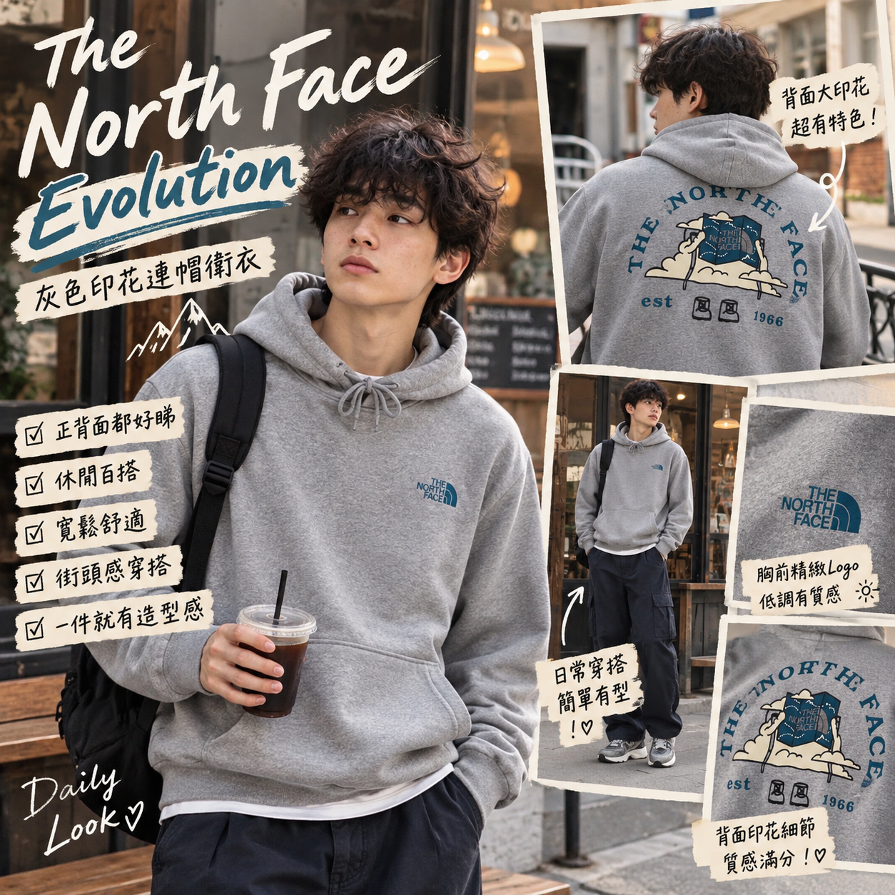 【預購】K100713 The North Face Evolution 系列男裝印花連帽衛衣