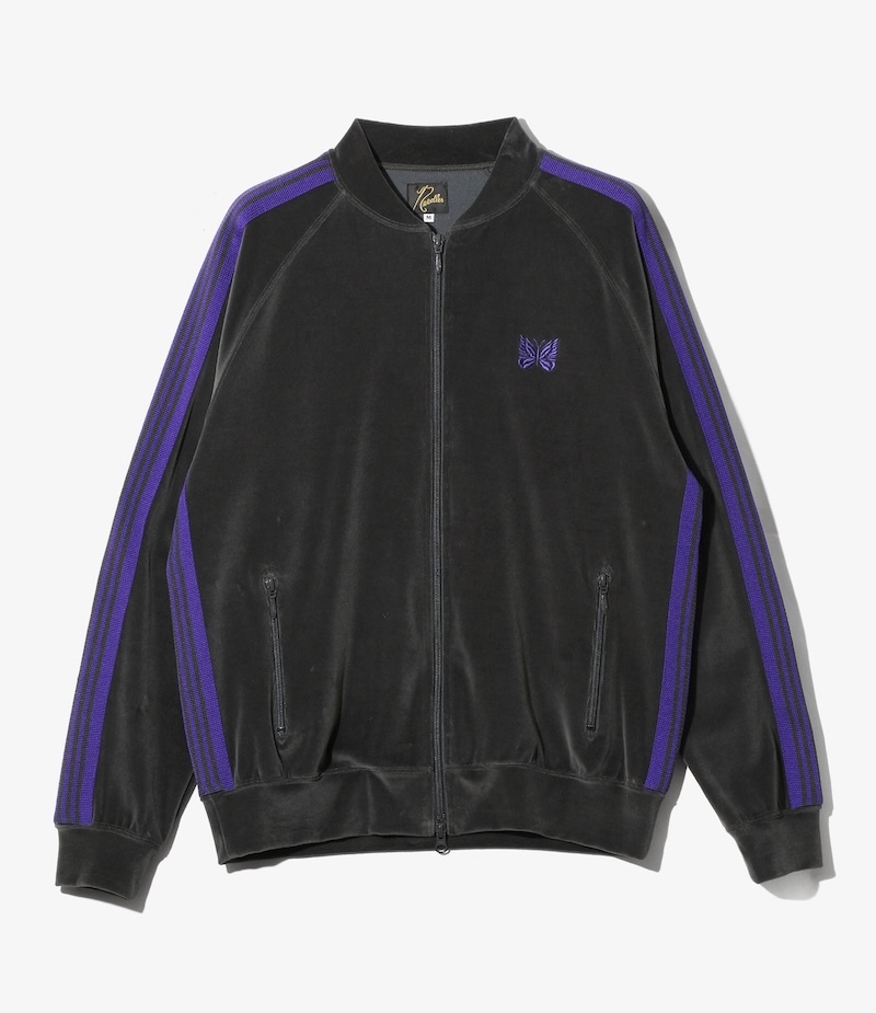 Needles - TY358 Needles Rib Collar Track Jacket - C/PE Velour - C-Charcoal