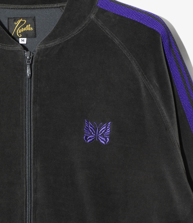 Needles - TY358 Needles Rib Collar Track Jacket - C/PE Velour - C-Charcoal