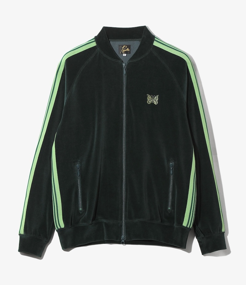 Needles - TY358 Needles Rib Collar Track Jacket - C/PE Velour - A-Green
