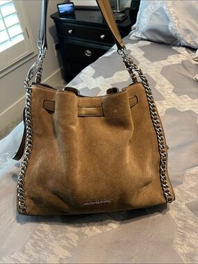 【預購】Michael Kors N100756 Mina 大號麂皮鏈條單肩包 (啡色)