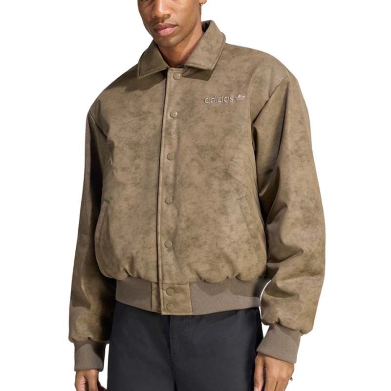 ADIDAS MUNICH 93 PLEATHER JACKET 人造皮革 夾克 外套 咖啡色 KQ9485 [國內代購]