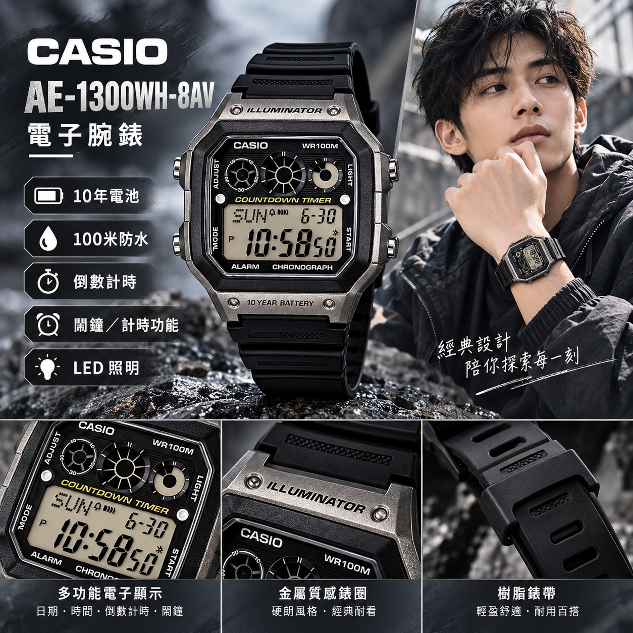 【預購】CASIO N1007206 AE-1300WH-8AV 電子腕錶