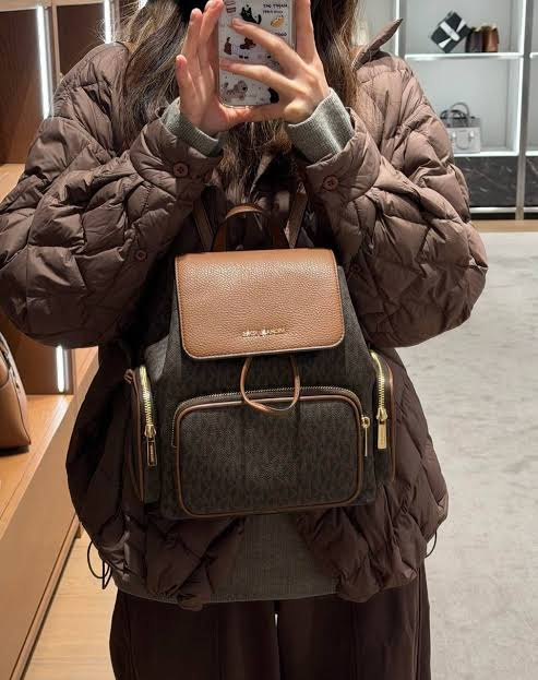 【預購】Michael Kors N100750 Merritt 皮革老花雙肩包