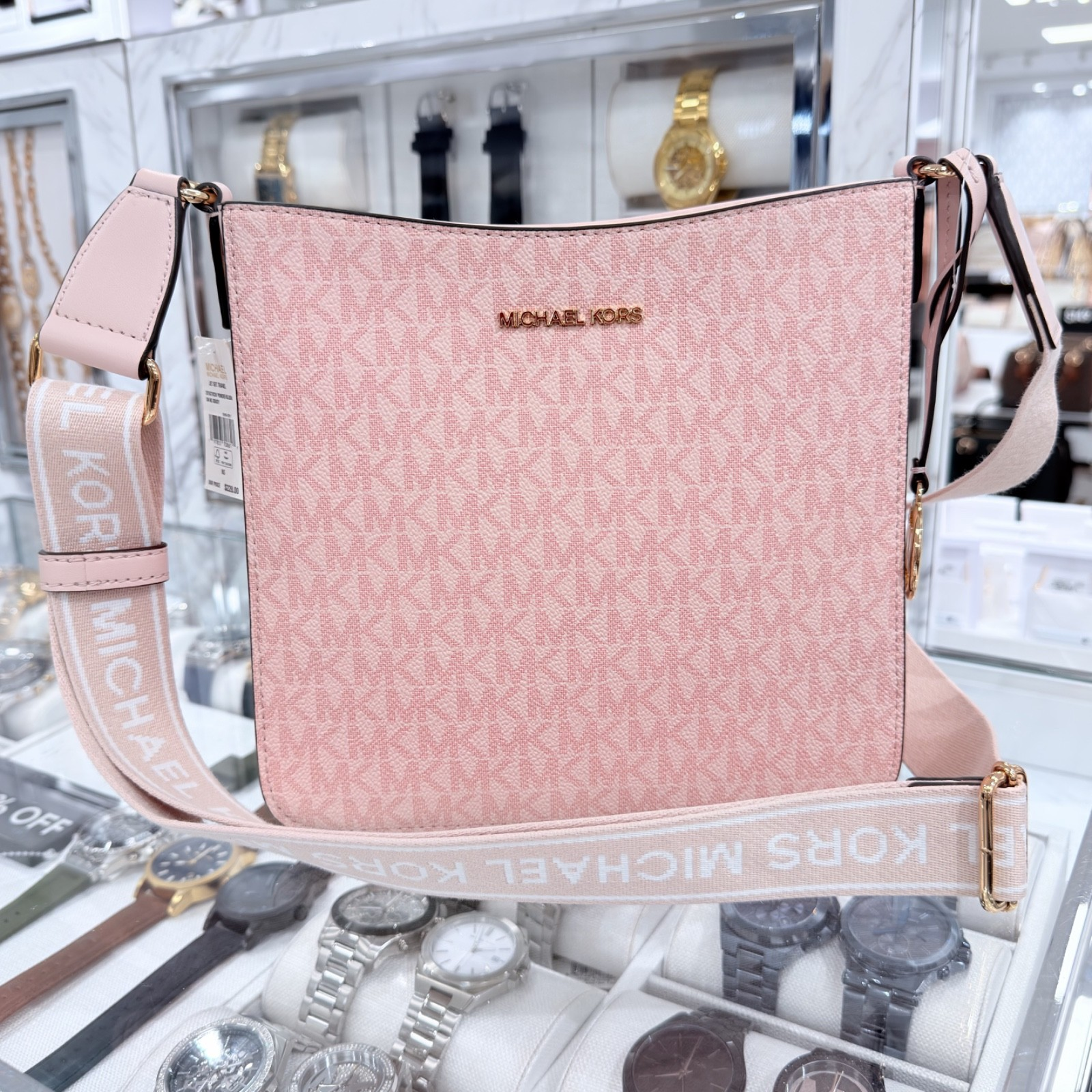 【預購】Michael Kors N100747 小號老花斜挎包 (粉色)