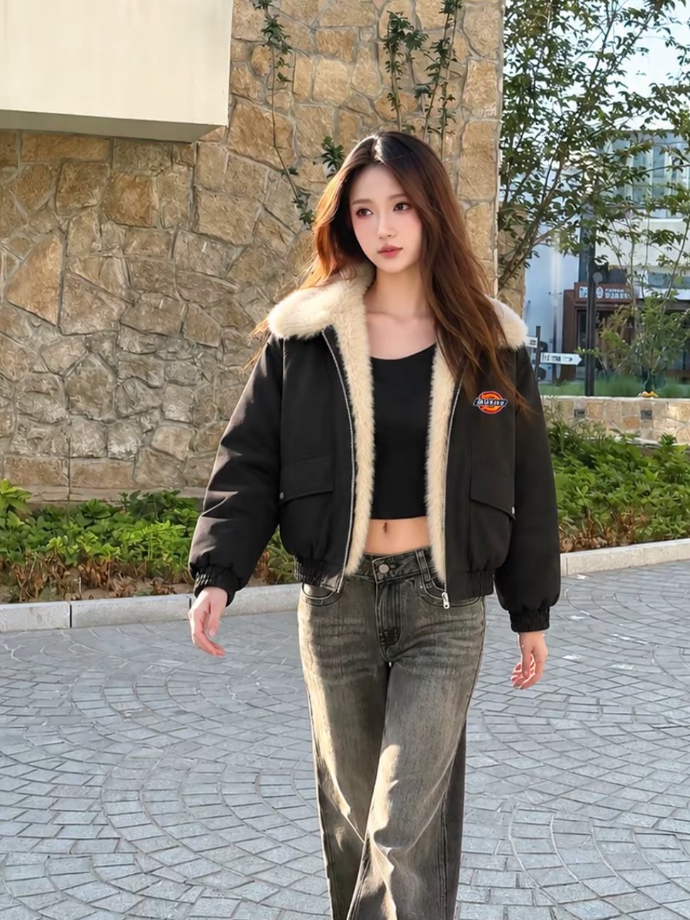 DICKIES 美式復古 羊羔毛 翻領 短版 工裝夾克 男女同款