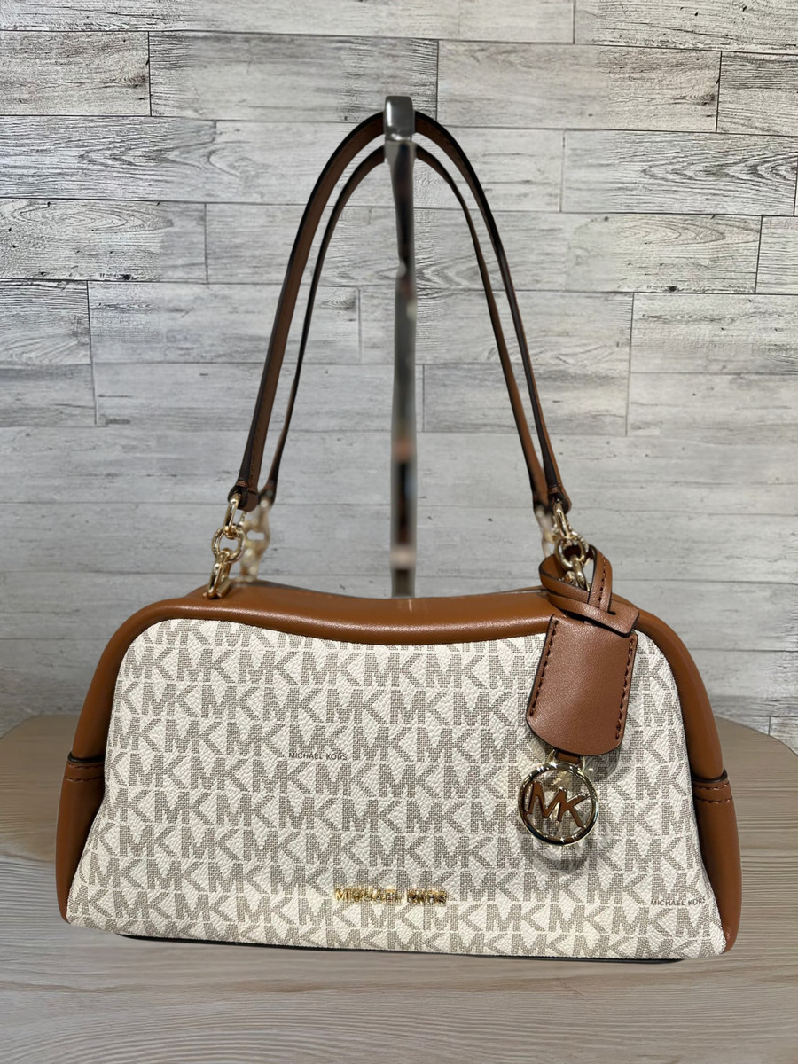 【預購】Michael Kors N100743 手提斜挎兩用包 (米白拼啡色)