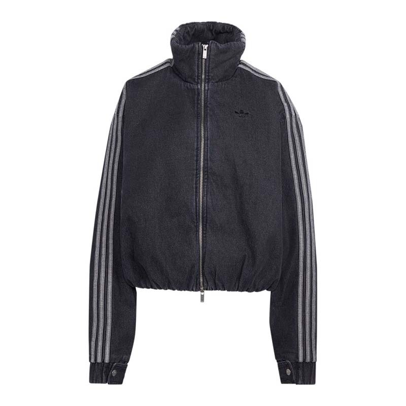ADIDAS FIREBIRD 高領 丹寧 運動外套 黑色 KT4233 [國內代購]