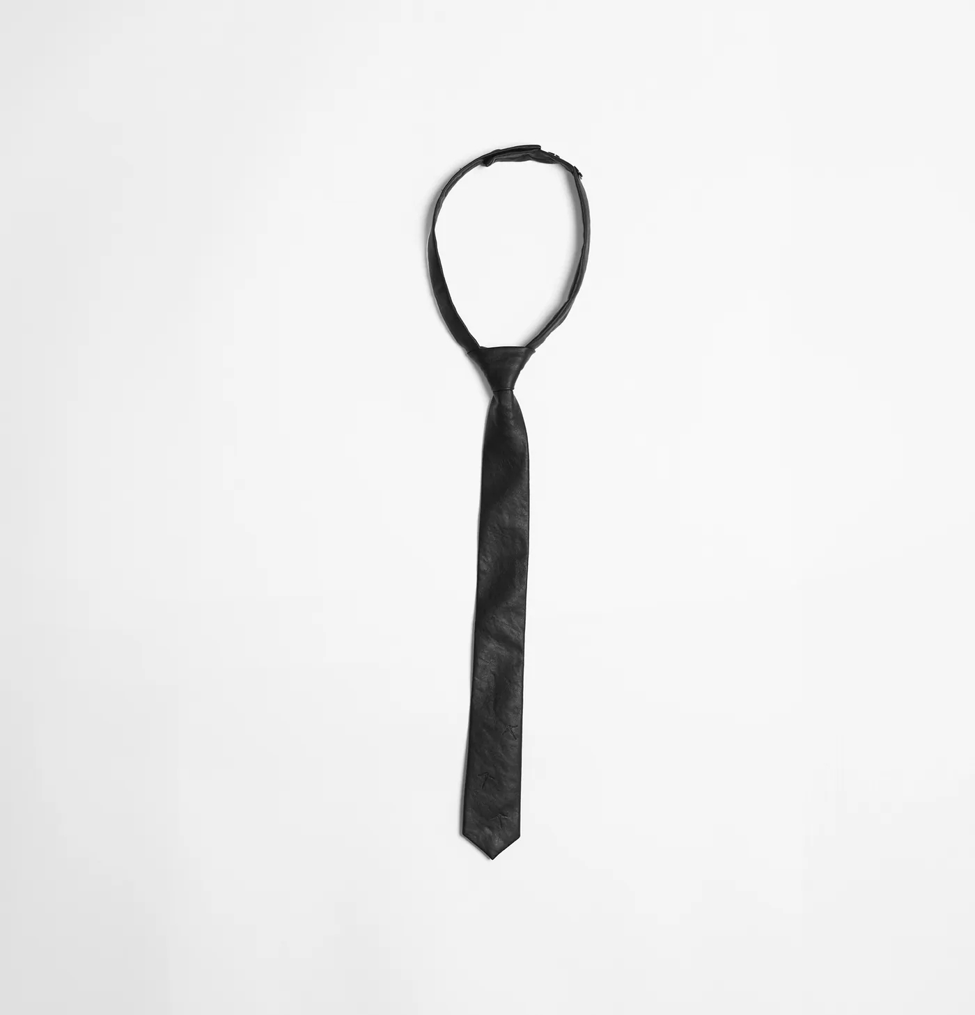 MELSIGN｜Faux-Leather Button Tie (Black)