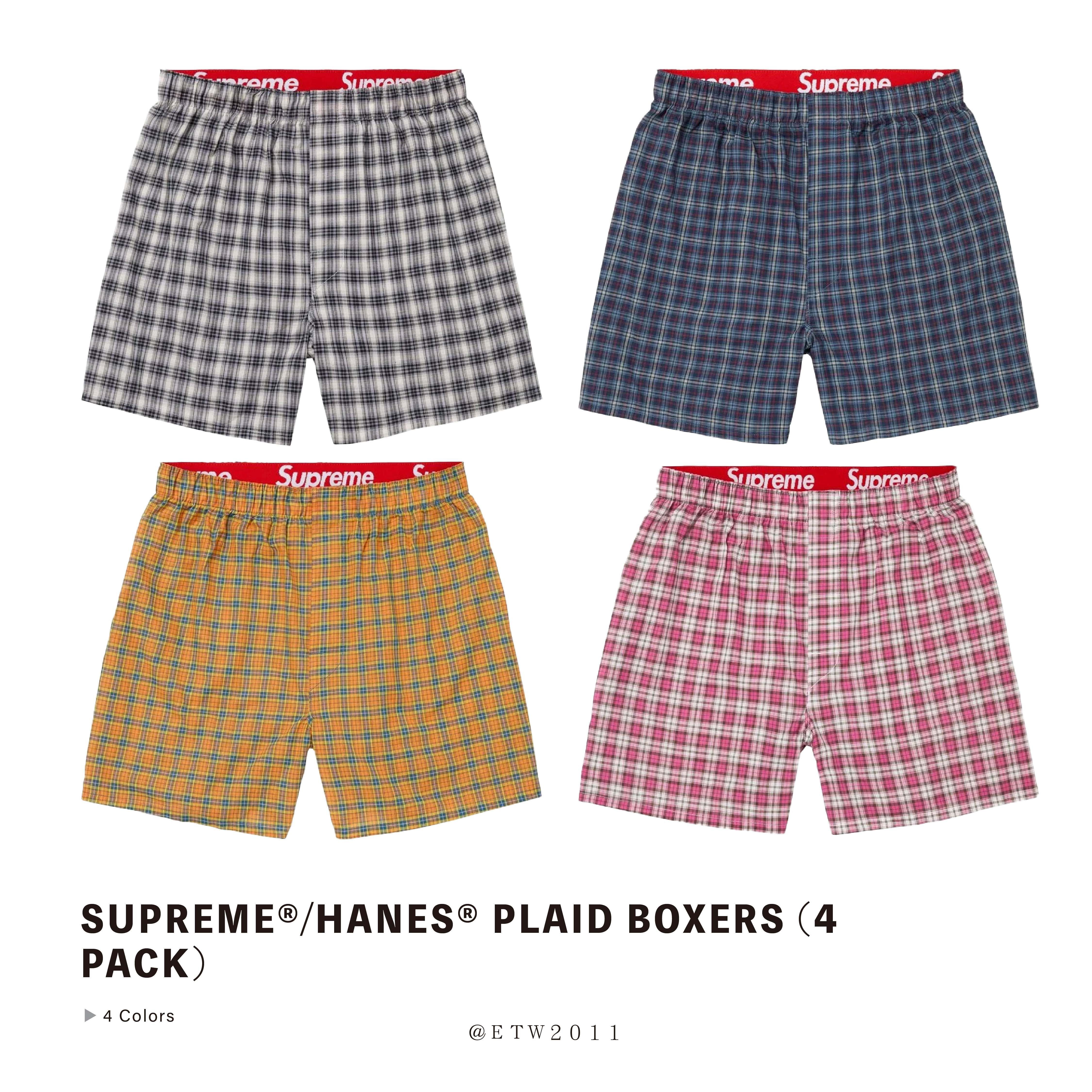 ☆ETW☆【EASY TO WEAR】Supreme Hanes® Plaid Boxers (4 Pack) 格紋內褲 配件