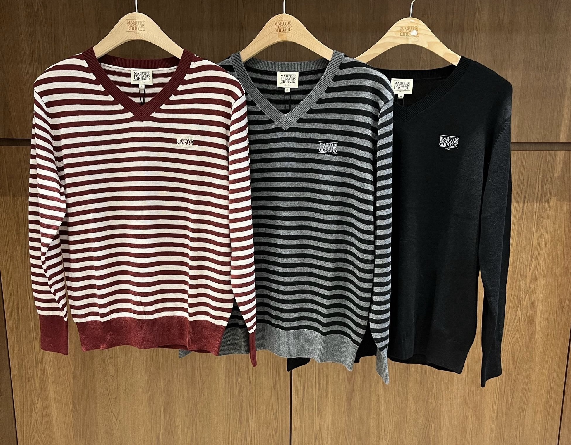 香港$930!!連線入code再減😱!! MARITHE FRANCOIS GIRBAUD (MFG)｜MFG46FKN103 W MICRO CLASSIC LOGO V-NECK KNIT [3 colors]  M399