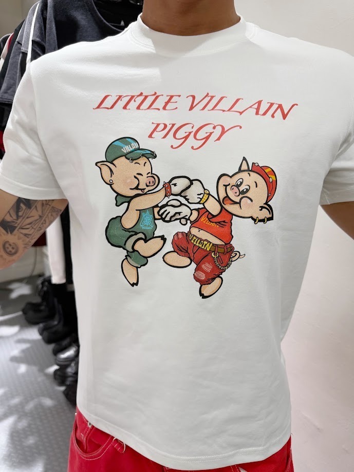 VILLAIN Bad Pig Fitted Boxy Short-Sleeve T-Shirt (White)