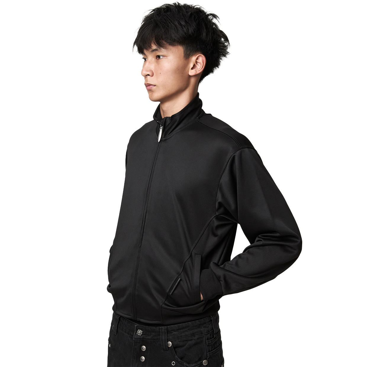 JOBDATASHEET Basic Slim-Fit Stand-Collar Jacket with Leather Patch [D58]