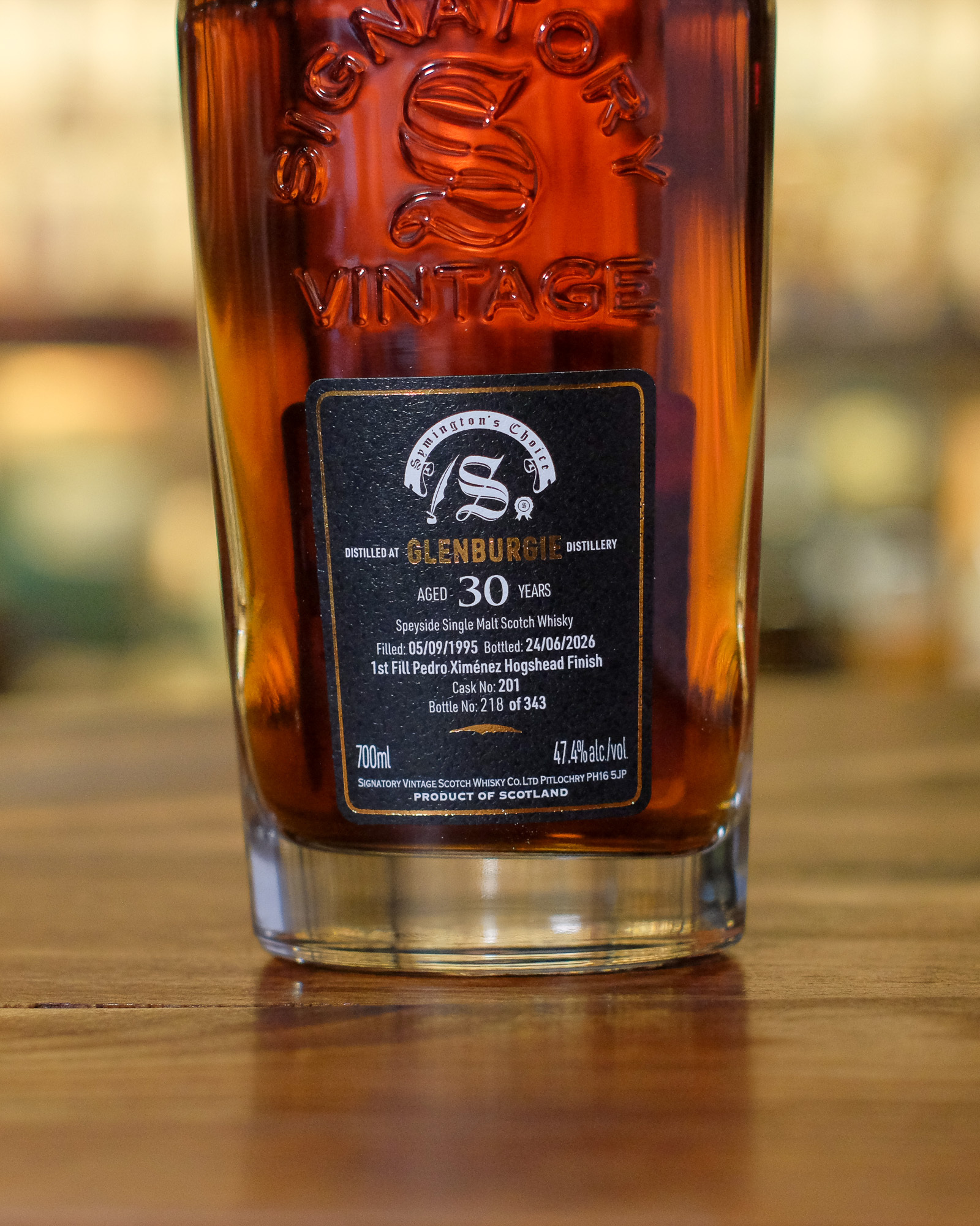 Glenburgie 1995/2026 30YO 1st Fill Pedro Ximenez Sherry Hogshead Finish #201 47.4% Signatory Vintage - Symington's Choice