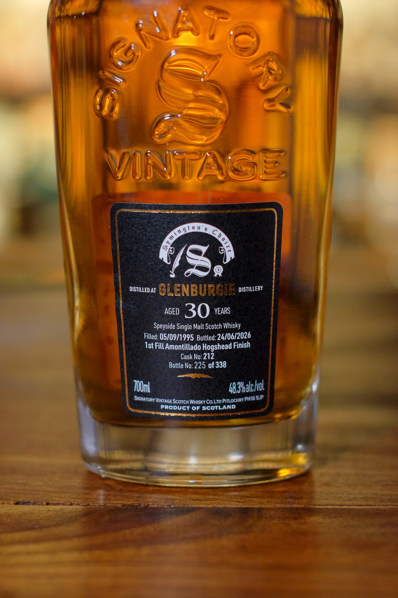 Glenburgie 1995/2026 30YO 1st Fill Amontillado Hogshead Finish #212 48.3% Signatory Vintage - Symington's Choice