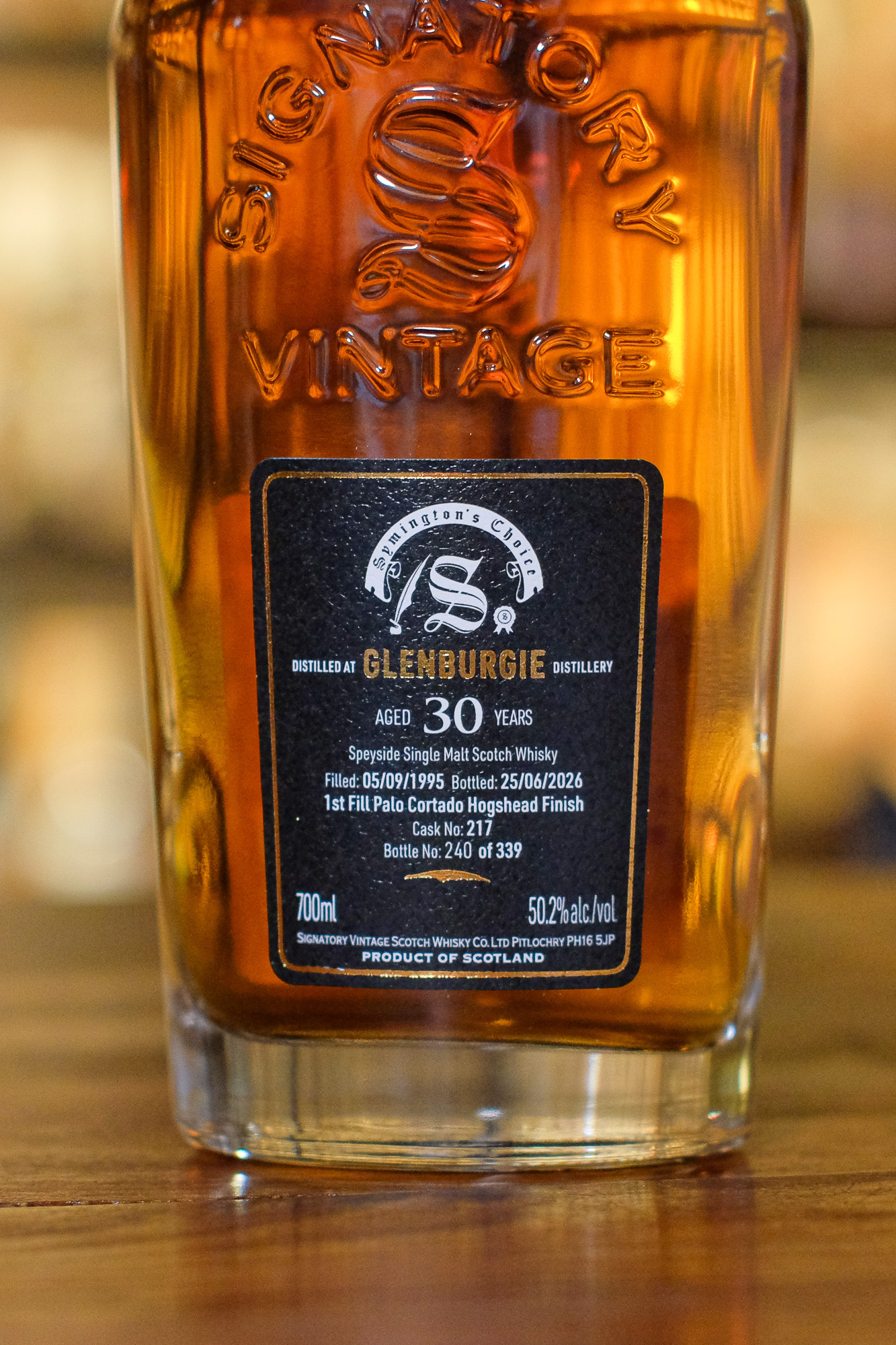 Glenburgie 1995/2026 30YO 1st Fill Palo Cortado Hogshead Finish #217 50.2% Signatory Vintage - Symington's Choice