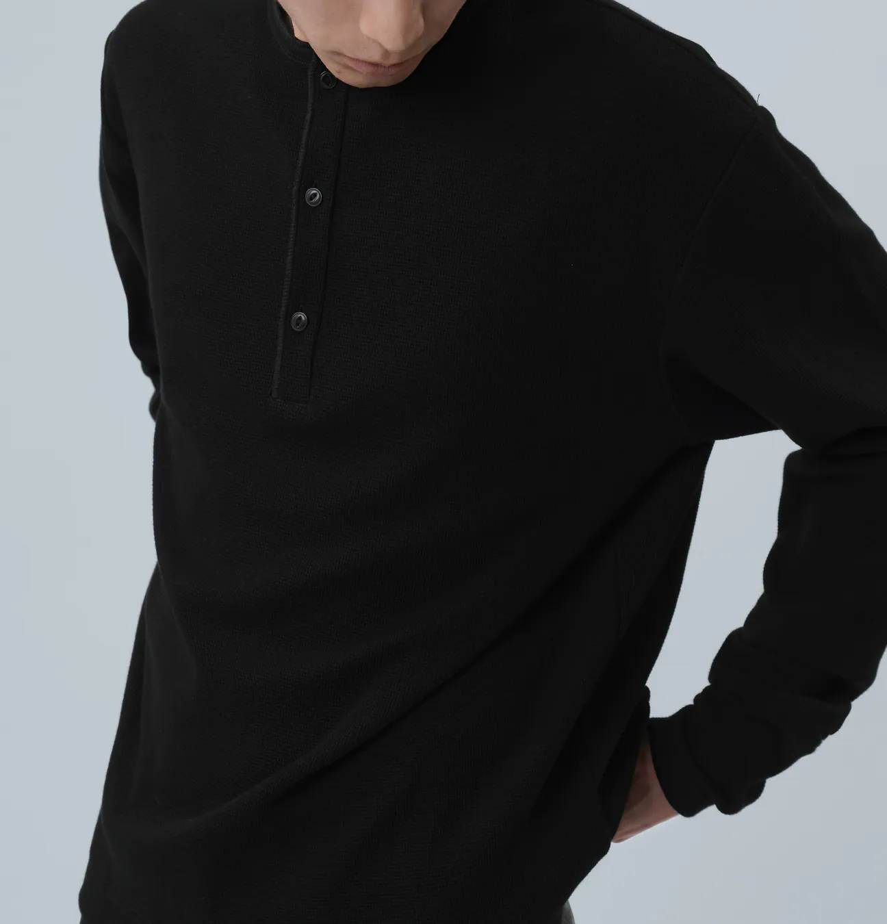 MELSIGN｜MEL. Henley L/S Tee (Black)