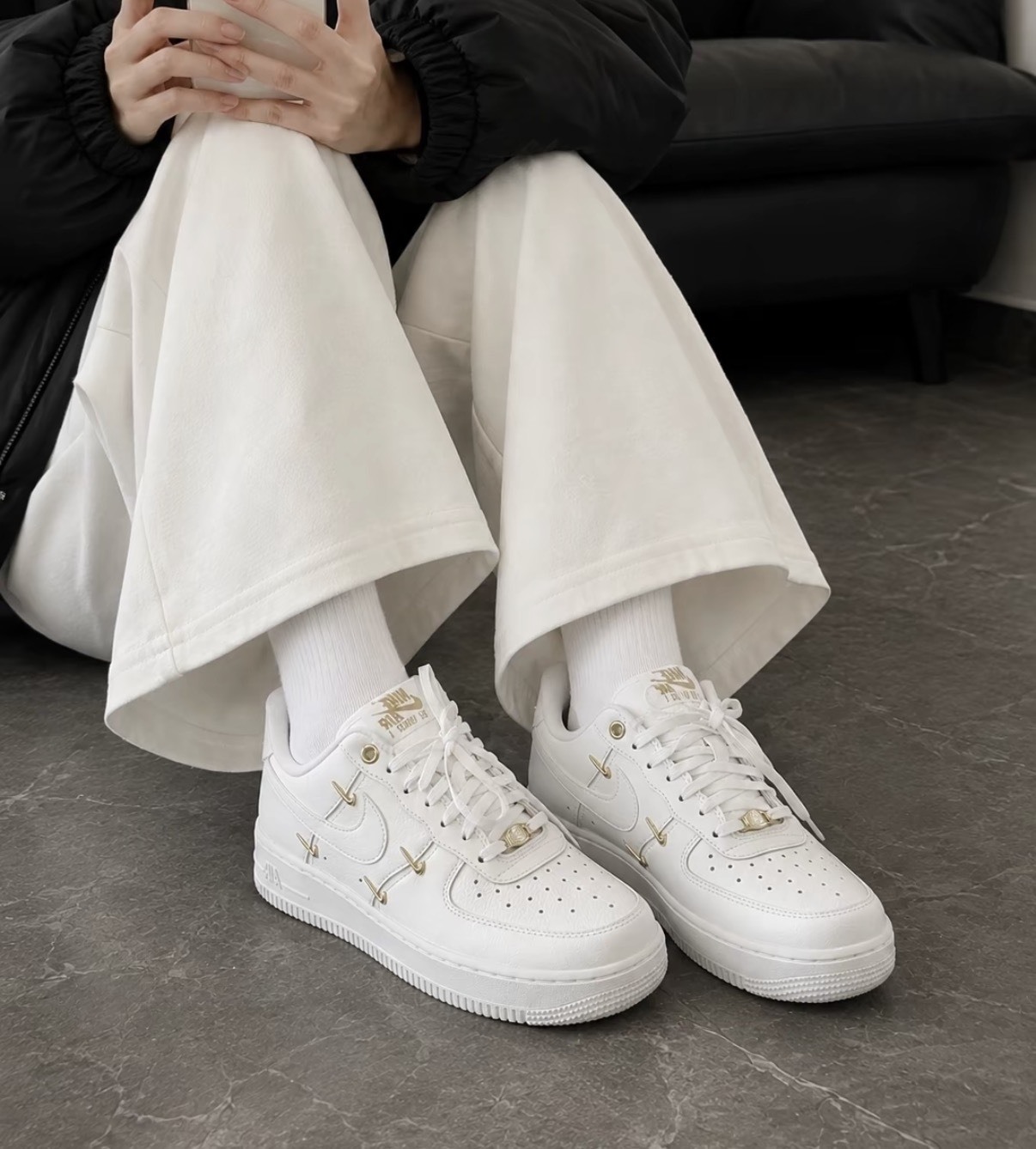 【APAIR】預購 NIKE AIR FORCE 1 mini gold 白金 四金勾 FV3654-111