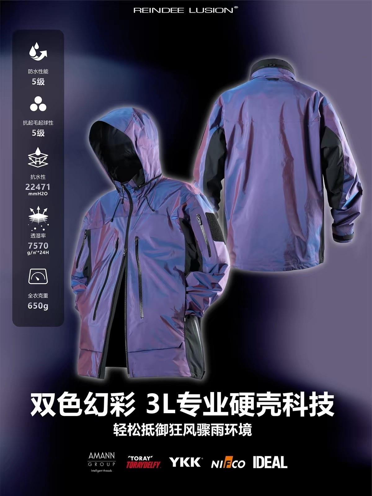 RL | REINDEE LUSION 戶外城市3L防風雪水立領收納帽衝鋒衣外套
