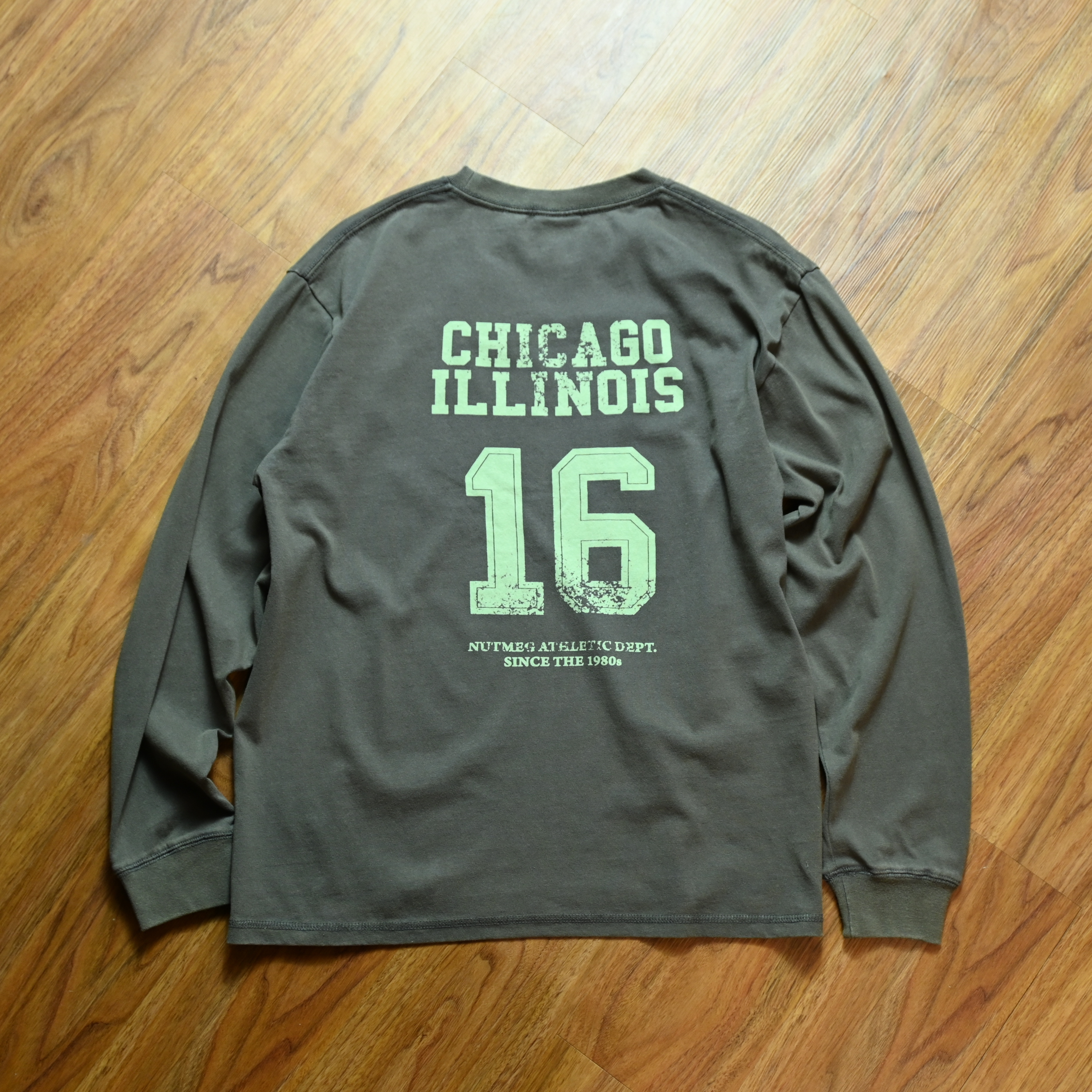 Nutmeg Tokyo Vintage Print Acid-Wash Football Long Tee