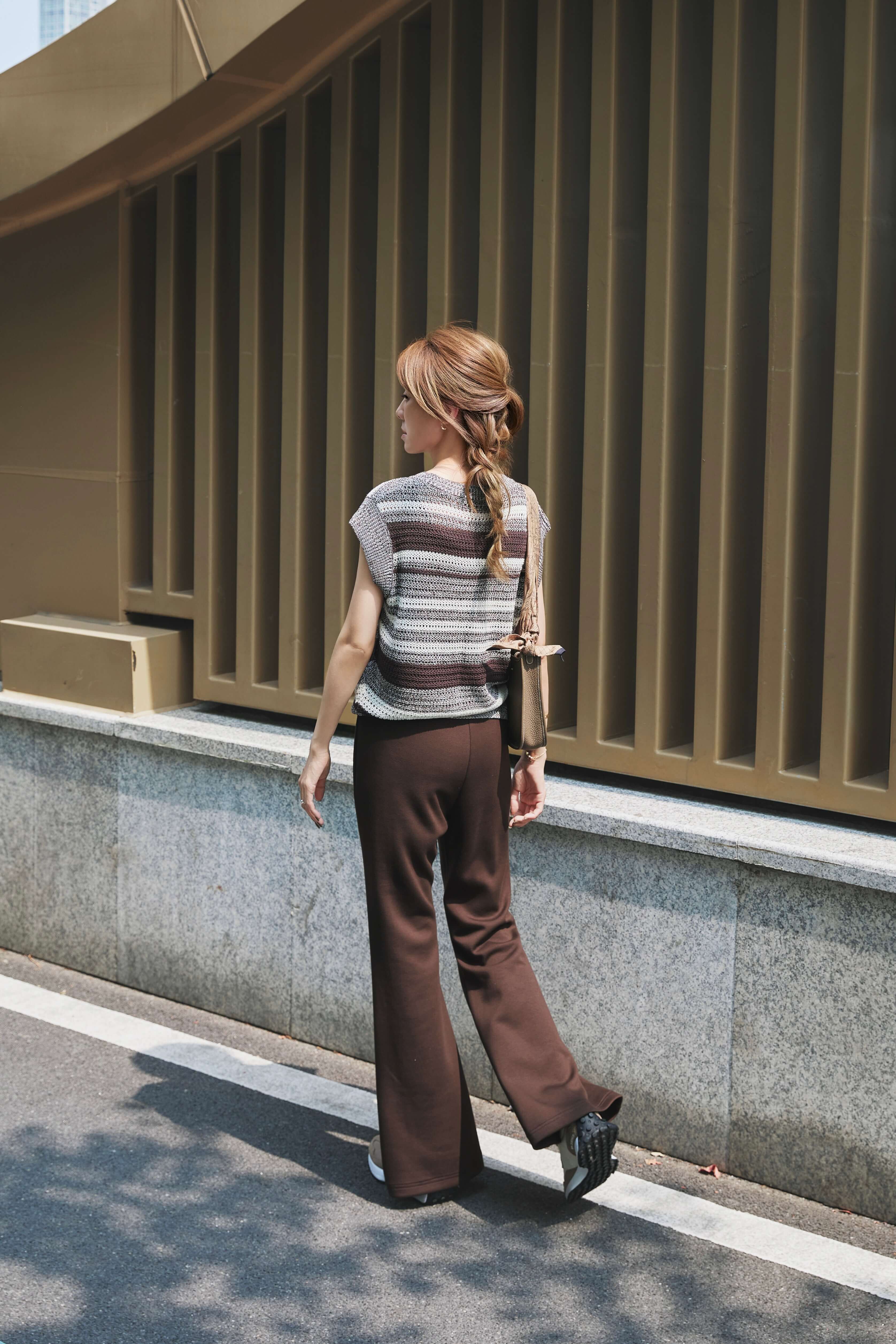 Striped Mesh Knit Sleeveless Top_KN2610L02