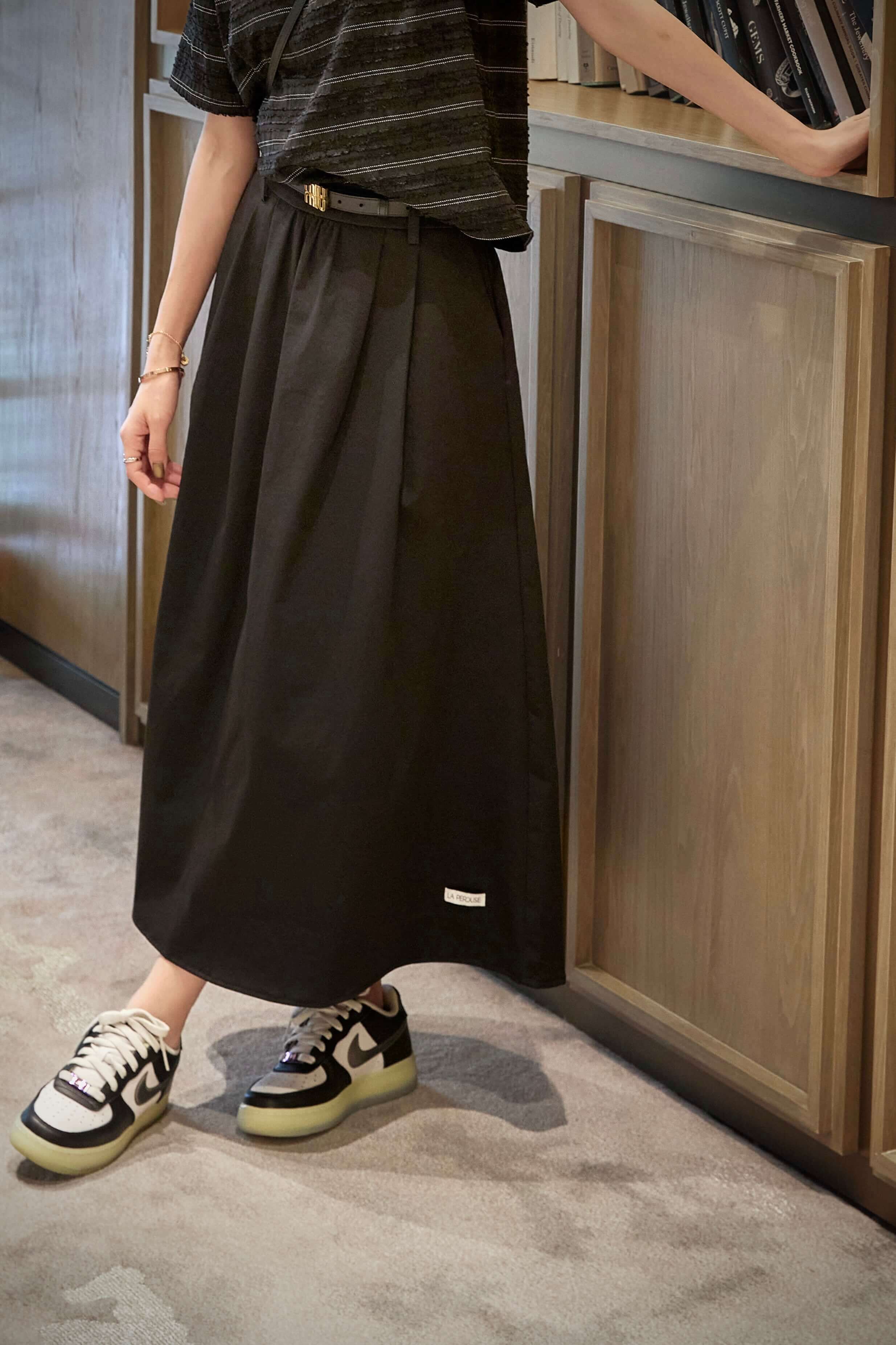 Belted Flared Midi Skirt_SK2610L16