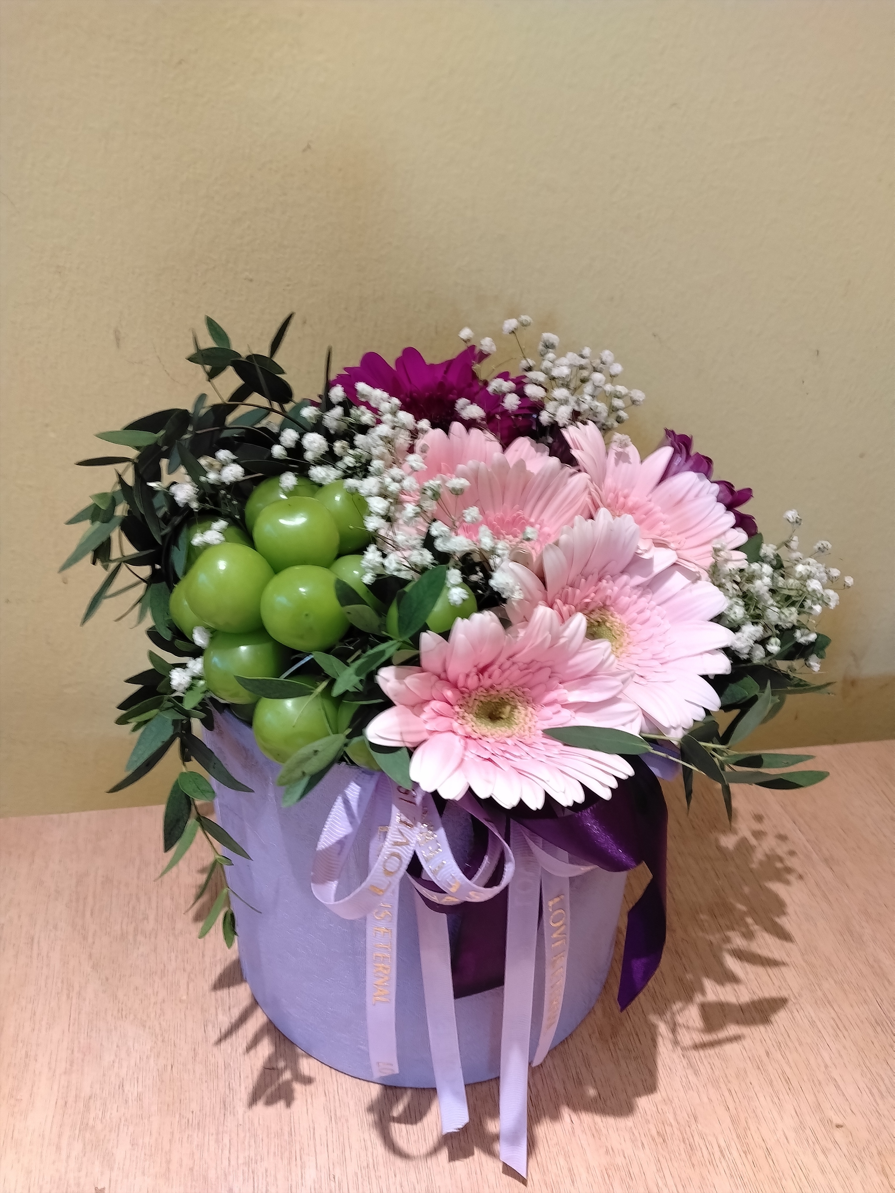 boxes grape with boxes flower decor
