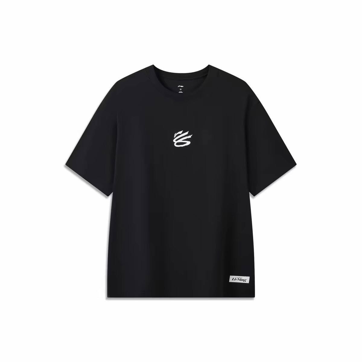 NBA短袖 ‎Stephen Curry 金州勇士 Logo 黑短袖 Li-Ning Tee 混紡 短袖 全新
