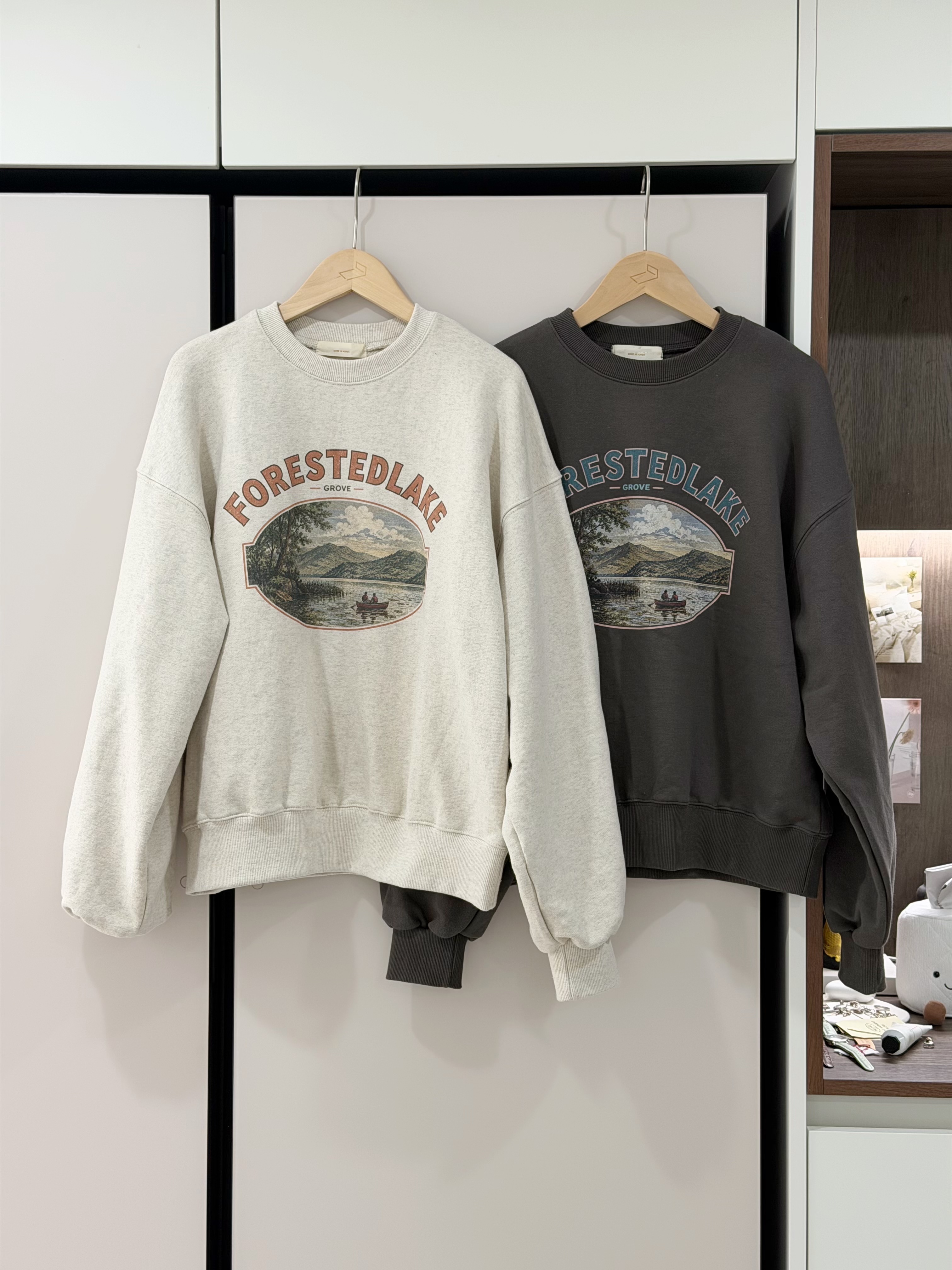 KR738 VINTAGE PRINT HOODIE-2色