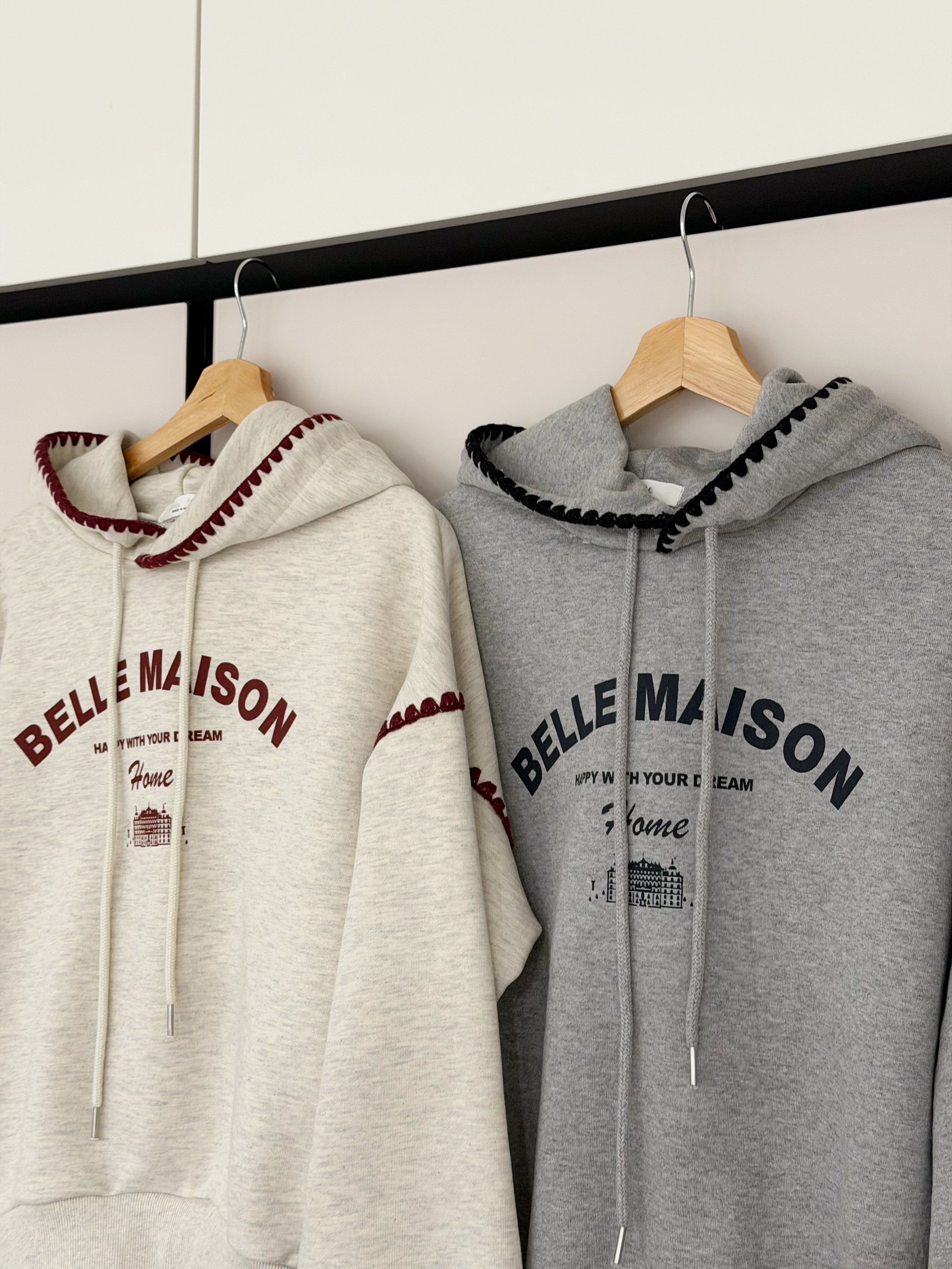 KR741 美式復古字母刺繡連帽衛衣TOP-2色