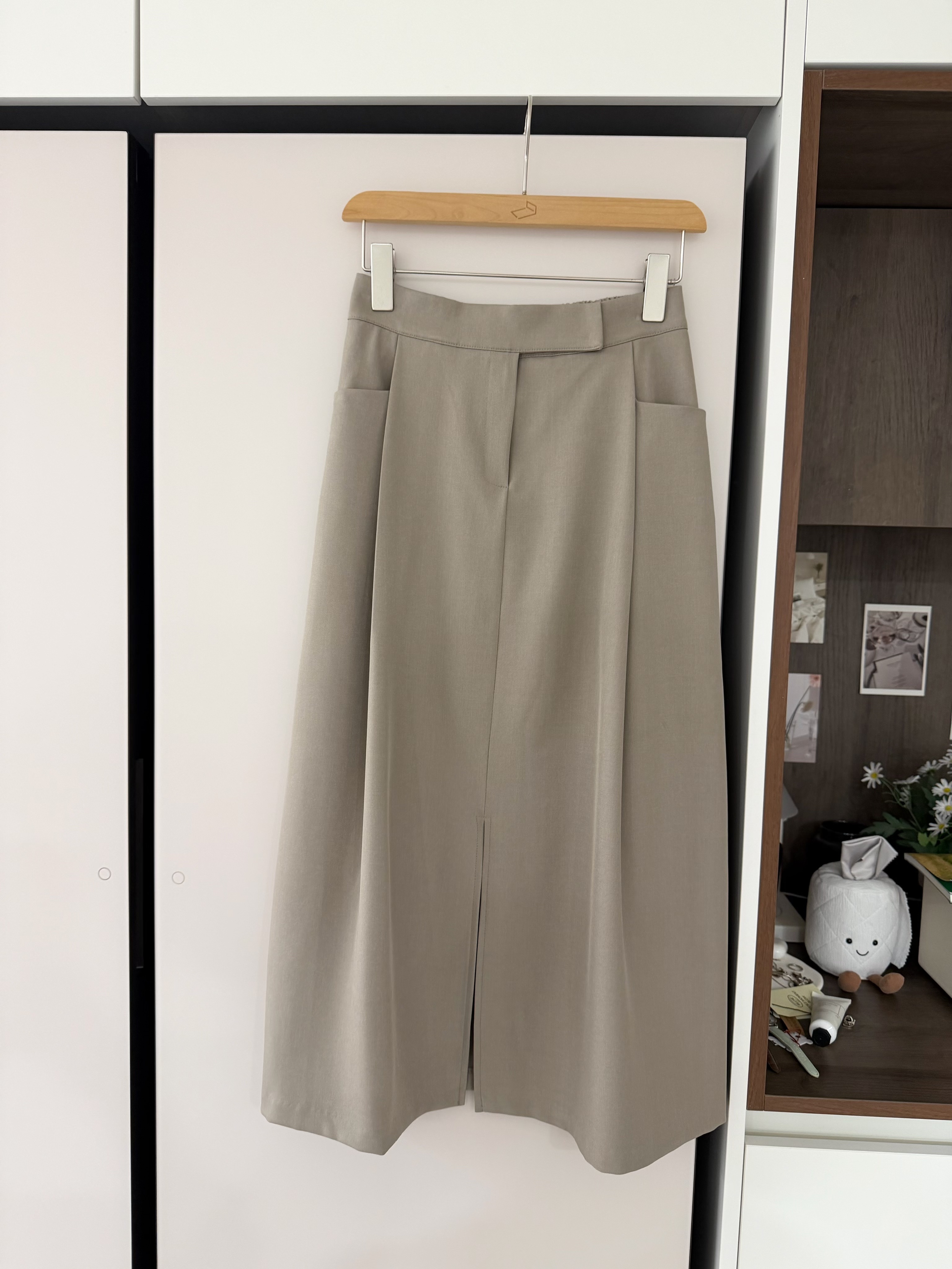 KR751 秋冬百搭壓褶西裝A字半身裙-3色