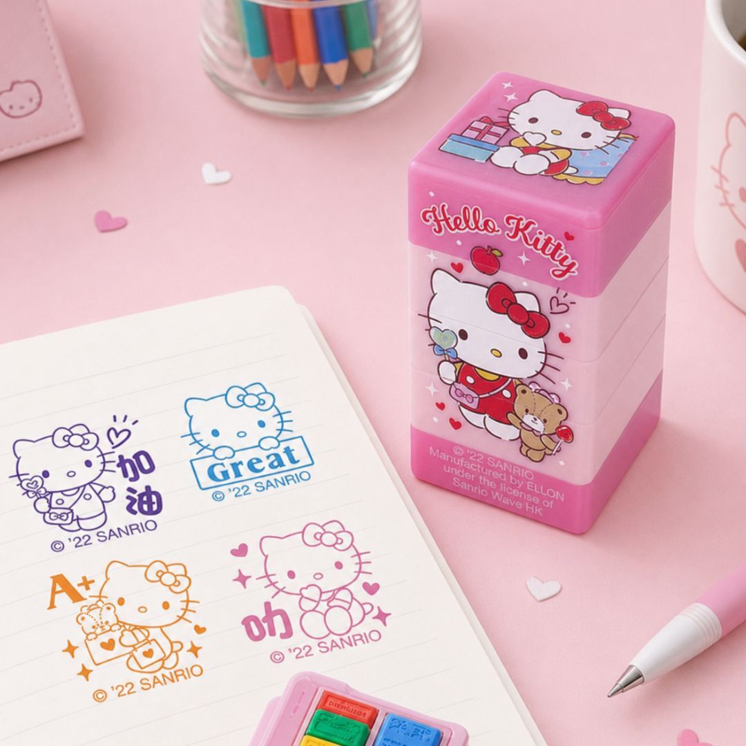 Hello Kitty Sanrio 4合1原子印 文具公仔印章