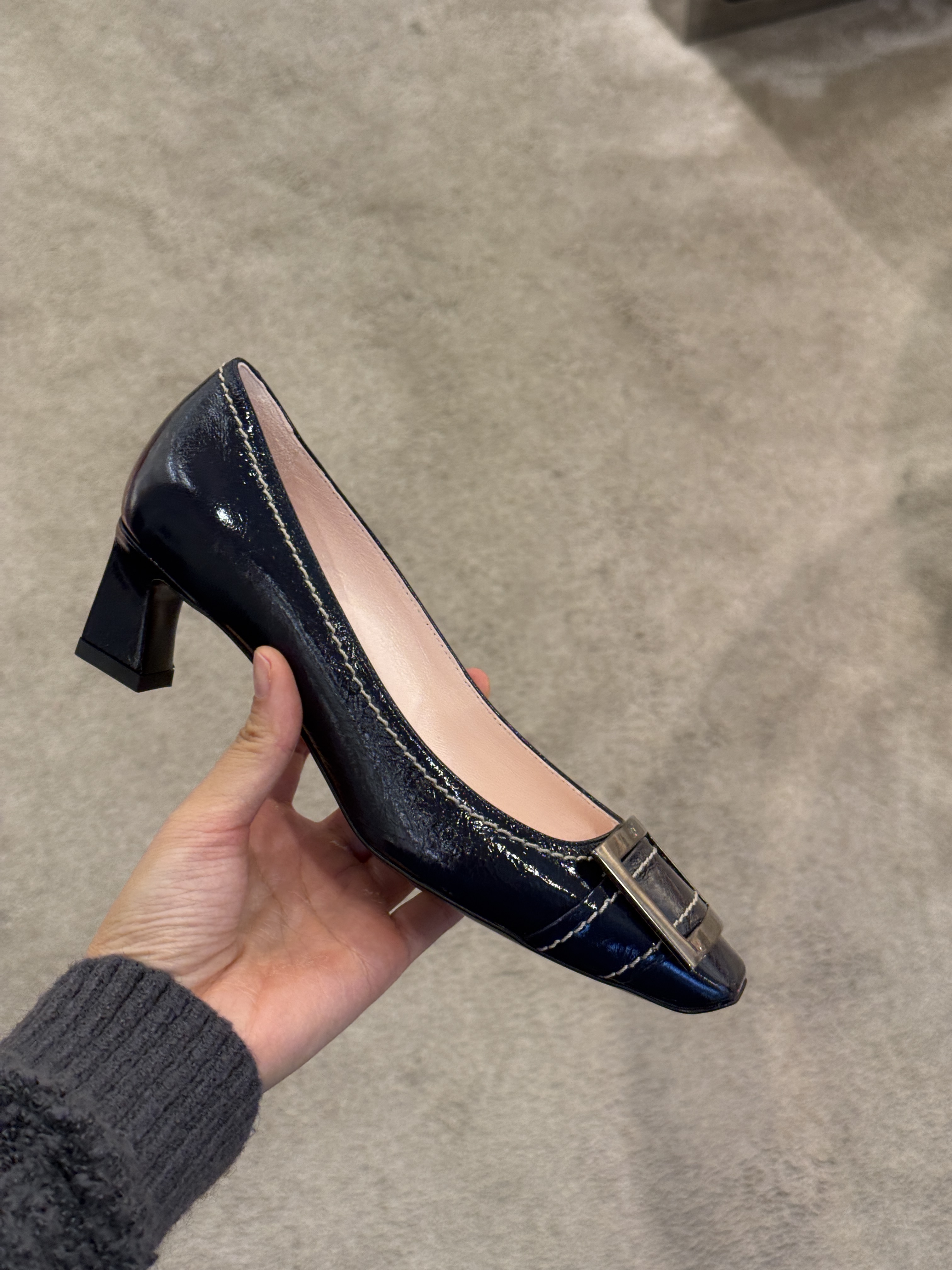 Roger Vivier trompette heels 45mm navy stitches